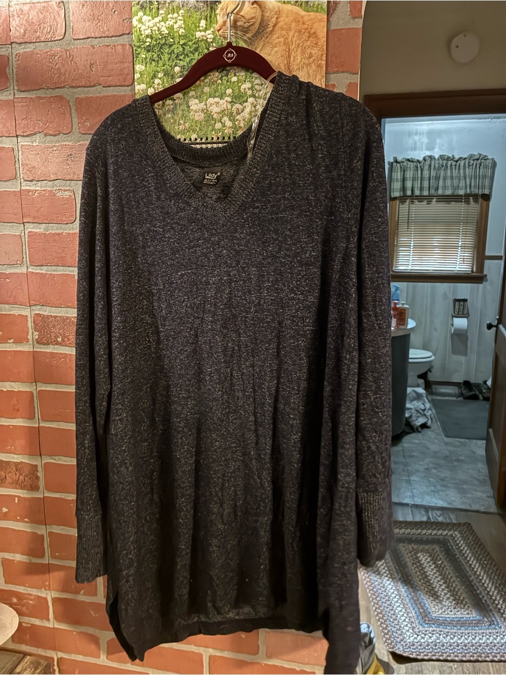Womens Black Heather V-Neck Sweater
